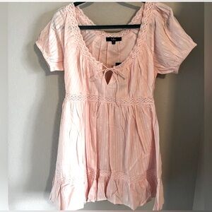 Lulu's Blush Lace Accent Top